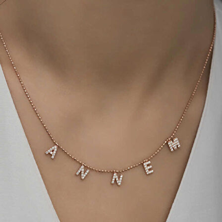 ​Gümüş Rose Annem Yazılı Kadın Kolye