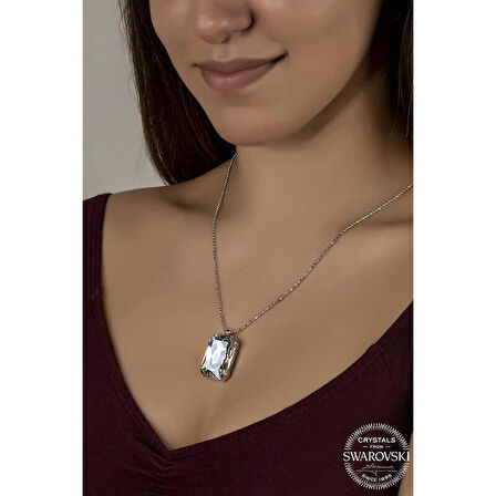 Swarovski Crystal Taşlı Top Zincir Gümüş Kadın Kolye