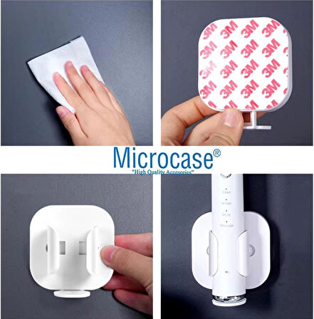Microcase Yapışkanlı Duvara Monte Ayarlanabilir Şarjlı Diş Fırçası Tutucu Stand - BEYAZ AL4801