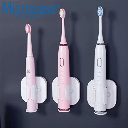 Microcase Yapışkanlı Duvara Monte Ayarlanabilir Şarjlı Diş Fırçası Tutucu Stand - BEYAZ AL4801