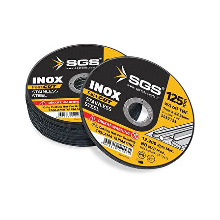 SGS INOX KESİCİ 125MM x 1.0MM x 22MM SGS2153 (10 Adet)
