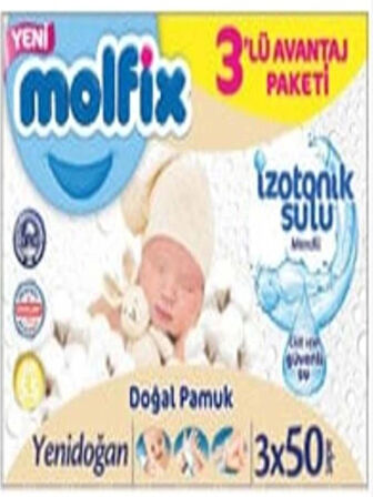 Molfıx Izotonik Sulu Mendil Yenidoğan 3X50'LI ( 6 Adet )