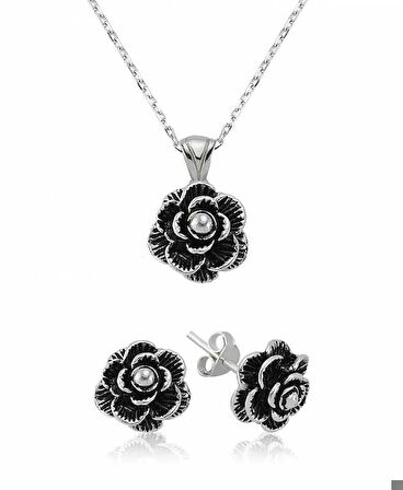 Gümüş Çiçek Kadın Set