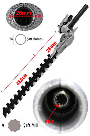 Swazer Benzinli Tırpana Uygun Çit Kesme Budama Aparatı 26mm 9 Diş