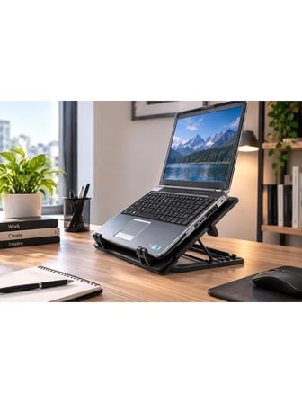 Luve Store Notebook Soğutucu Fanlı Laptop Standı 5 Kademeli Ayarlanabilir USB 2 Portlu