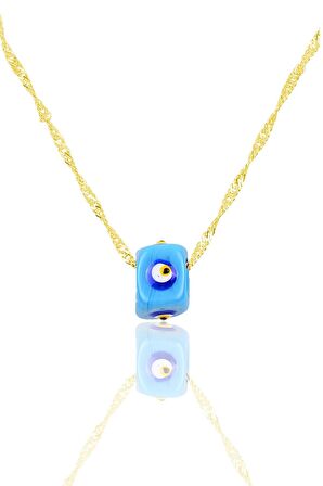 Gümüş singapur zincirli mineli turkuaz kolye