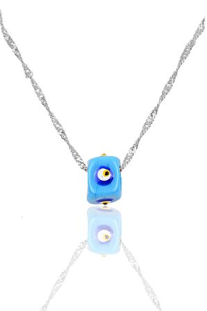 Gümüş singapur zincirli mineli turkuaz kolye