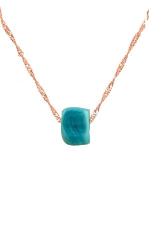 Gümüş singapur zincirli  turkuaz taşlı kolye