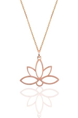 Gümüş sonsuz yaşamın simgesi lotus çiçeği kolye SGTL10085ROSE