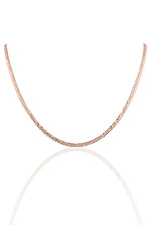 Gümüş rose desenli italyan yassı modeli kolye SGTL10099ROSE