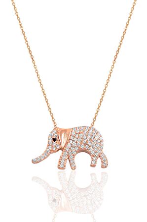 Gümüş zirkon taşlı fil modeli kolye