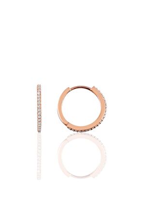 Gümüş 17 mm rose zirkon taşlı tamtur halka küpe