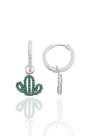 Gümüş kaktüs halka küpe