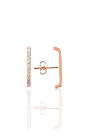 Gümüş rose zirkon taşlı style küpe