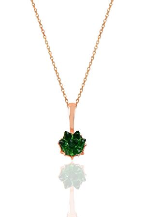 Gümüş Lotus çiçeği modeli zümrüt taş renkli üçlü set