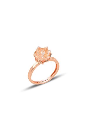 Gümüş Lotus çiçeği modeli (beyaz)zirkon taşlı üçlü set