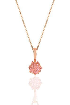 Gümüş Lotus çiçeği modeli pembe renkli taşlı üçlü set