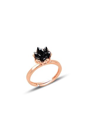 Gümüş Lotus çiçeği modeli onix renkli taşlı üçlü set