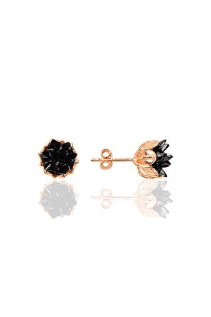 Gümüş Lotus çiçeği modeli onix renkli taşlı üçlü set