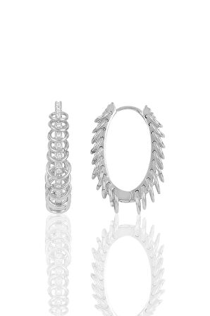 Gümüş rodyumlu çılgın halkalar oval küpe