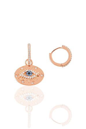 Gümüş rose zirkon taşlı lareyn tarz küpe