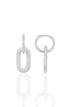 Gümüş rodyumlu zirkon taşlı handy küpe SGTL10273RODAJ