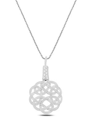 Gümüş beyaz kazaziye aşk düğümü kolye