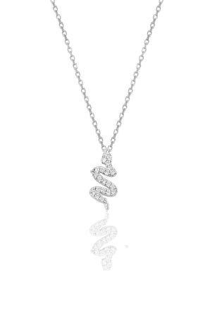 Gümüş  zirkon taşlı yılan kolye