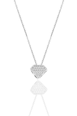 Gümüş rodyumlu zirkon taşlı elmas figür kolye