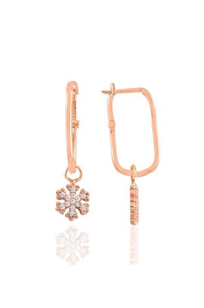 Gümüş rose kar tanesi göçmen küpe 