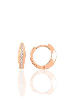 Gümüş rose modern tasarımlı halka küpe