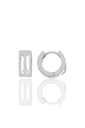 Gümüş rodyumlu trend halka  küpe