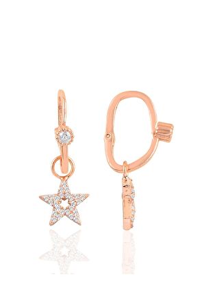 Gümüş rose taşlı  lotus göçmen küpe