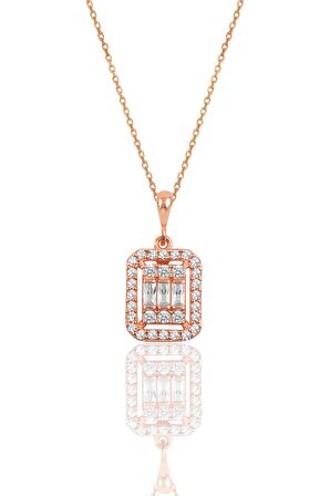 Gümüş rose gümüş baget taşlı üçlü set