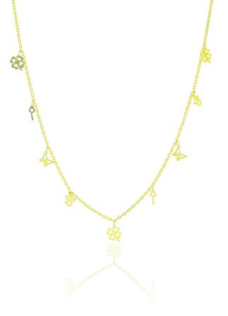 Gümüş altın yaldızlı kısmet şans kolyesi 