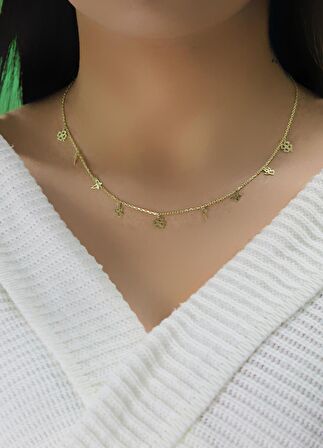 Gümüş altın yaldızlı kısmet şans kolyesi 