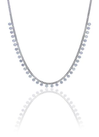 Gümüş rodyumlu zirkon taşlı  gurmet zincirli kolye