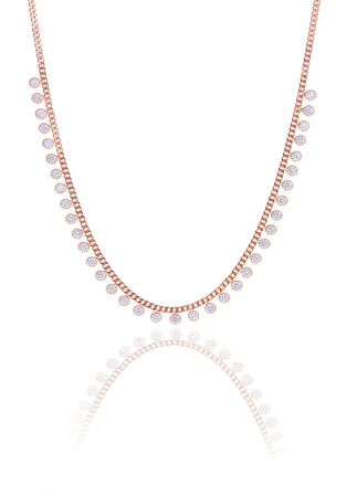 Gümüş rose zirkon taşlı  gurmet zincirli  kolye