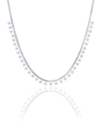 Gümüş royumlu zirkon taşlı gurmet zincirli yıldız kolye