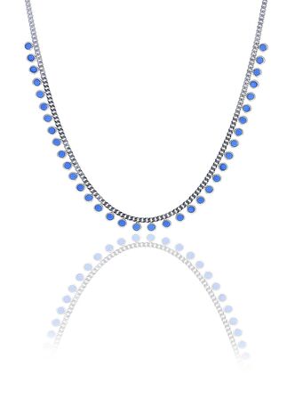 Gümüş rodyumlu turkuaz taşlı gurmet zincirli kolye