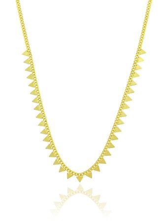 Gümüş altın yaldızlı  gurmet zincirli piramit kolye