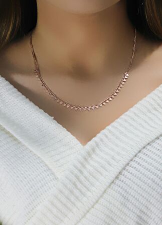 Gümüş rose gurmet zincirli piramit kolye