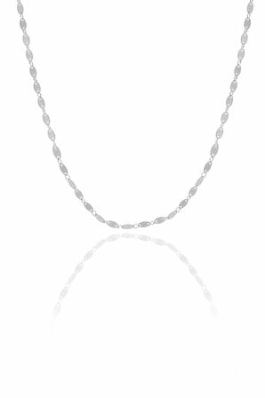 Gümüş rodyumlu mekik pullu kolye