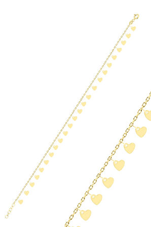 Gümüş altın yaldızlı kalp pullu halhal SGTL10541GOLD