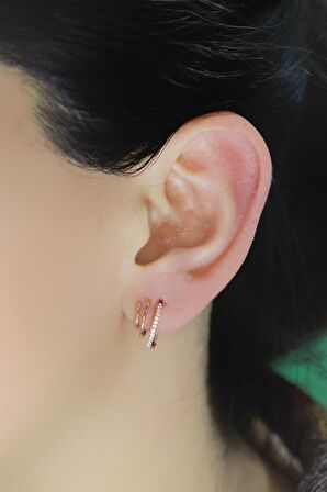 Gümüş rose zirkon taşlı sultan küpe