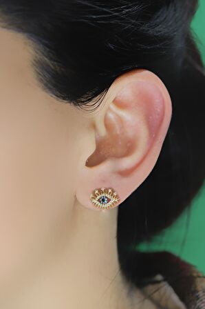 Gümüş altın yaldızlı zirkon taşlı lareyn küpe