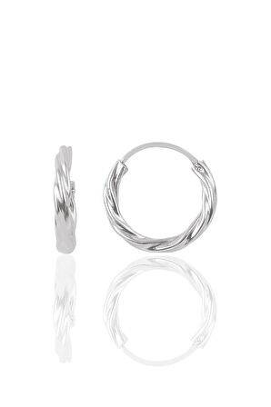 Gümüş rodyumlu 18  mm burgu halka küpe