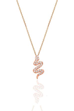Gümüş rose zirkon taşlı gümüş yılan üçlü set