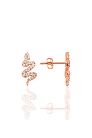 Gümüş rose zirkon taşlı gümüş yılan üçlü set