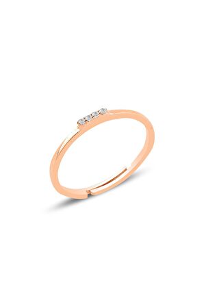 Gümüş rose zirkon taşlı ayarlamalı elegant  gümüş yüzük
